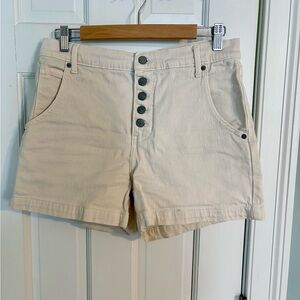 Banana Republic Factory Ecru Denim Shorts Button Fly High Rise Size 28 | 6